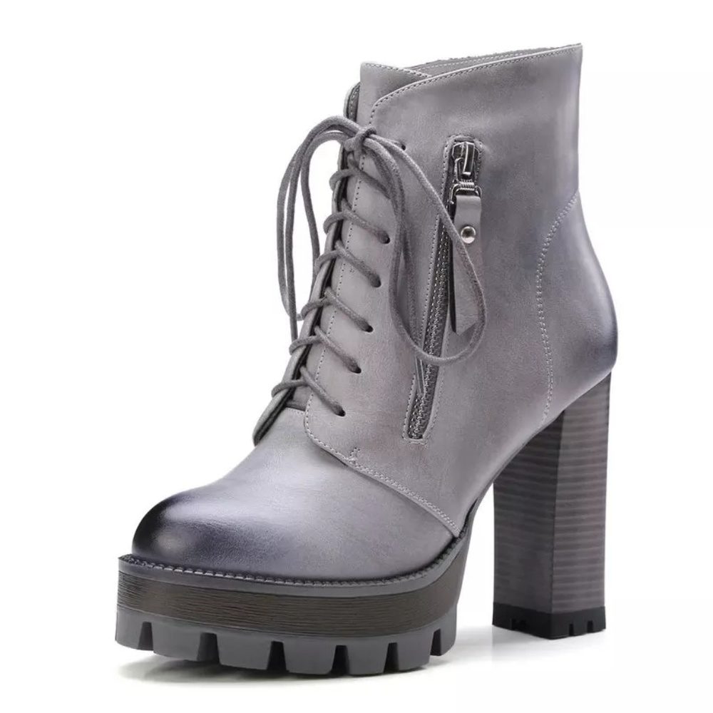Women super high heels boots lace up dress shoes
